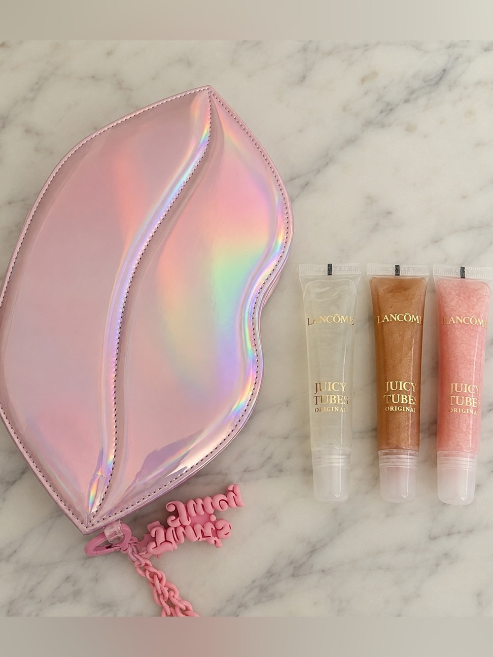 Lancôme Juicy Tubes Lip Gloss Set + Pink Lip Pouch
